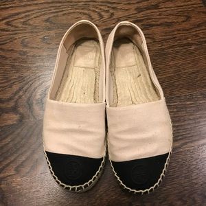 Tory Burch Espadrilles color block black cream 7.5